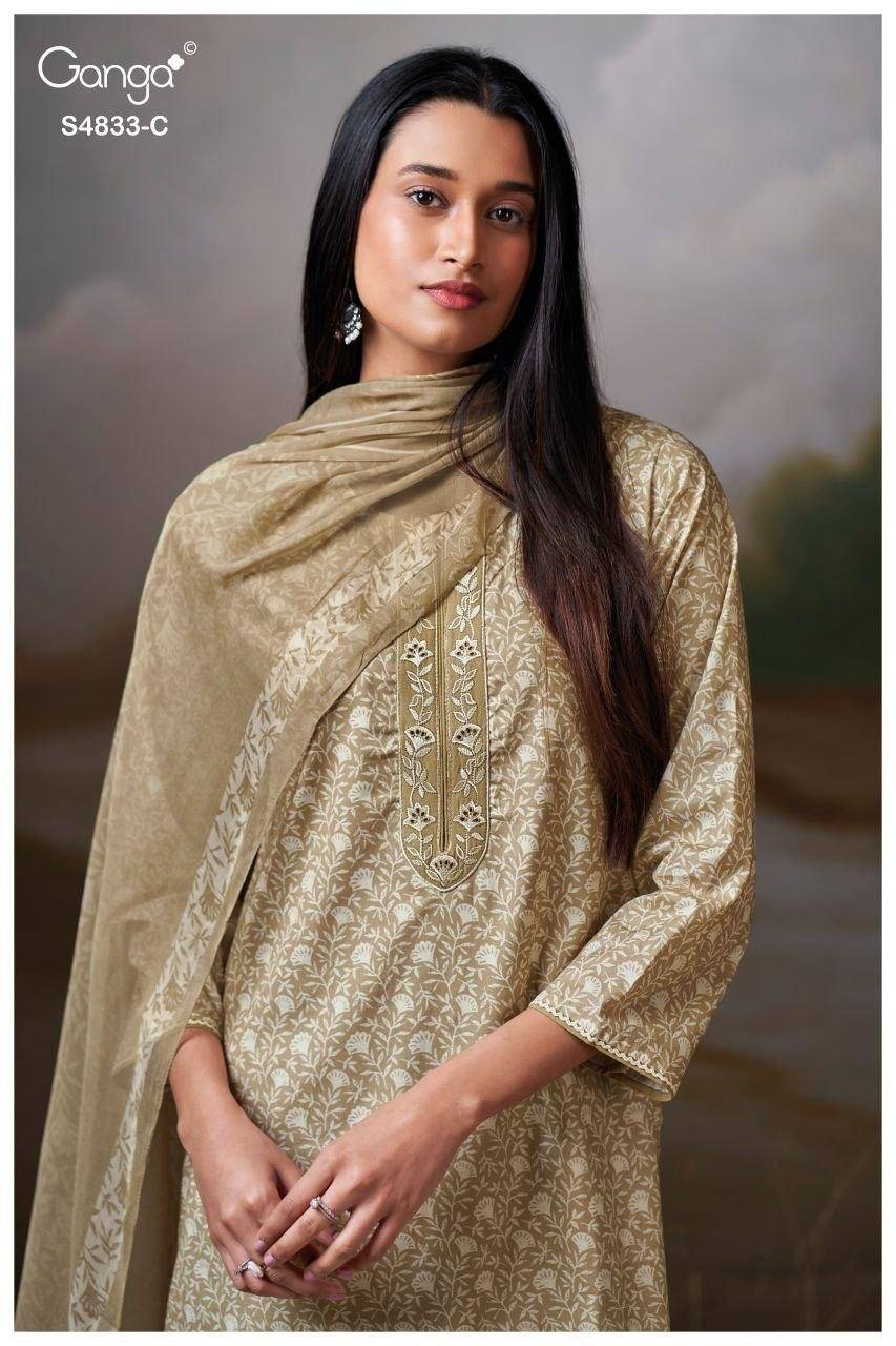 ILYNDRA 4833 By GANGA 4833A To 4833D Series Beautiful Festive Suits Colorful Stylish Fancy Casual Wear PREMIUM COTTON Dresses At Wholesale Price